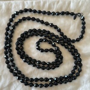 Authentic Miriam Haskell 60" Black Glass Necklace